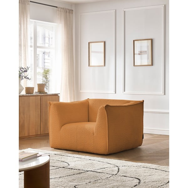 Senf žuta fotelja od bouclé tkanine Giorgia – Bobochic Paris-image-1