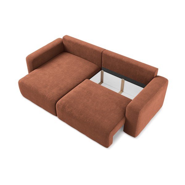 Sklopiva/s prostorom za odlaganje kutna garnitura od šenila boja terakote (s lijevim kutom/s ležaljkom) Kona – Makamii-image-4