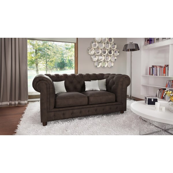 Tamno smeđa baršunasta sofa 184 cm Cambridge - Ropez-image-1
