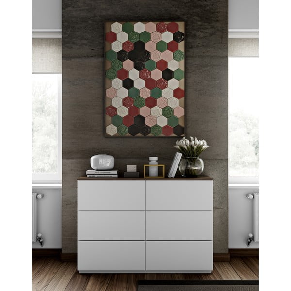 Bijela komoda s ladicama i pločom u dekoru oraha TemaHome Join, 120 x 84 cm-image-1