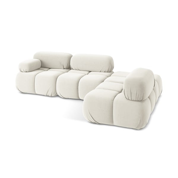 Bijela baršunasti kutna garnitura (s desnim kutom) Lokua – Makamii-image-4