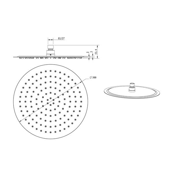 Mat crna tuš glava od nehrđajućeg čelika ø 30 cm Slim – Sapho-image-1