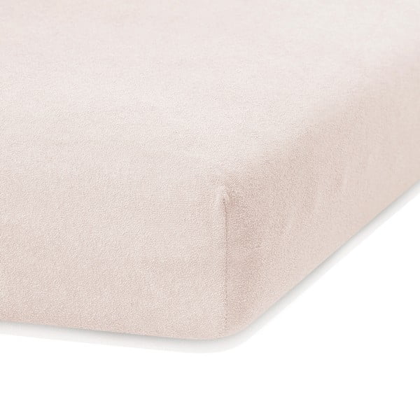 Bež plahta s gumom od frotira 240x220 cm Ruby – Restilo-image-1