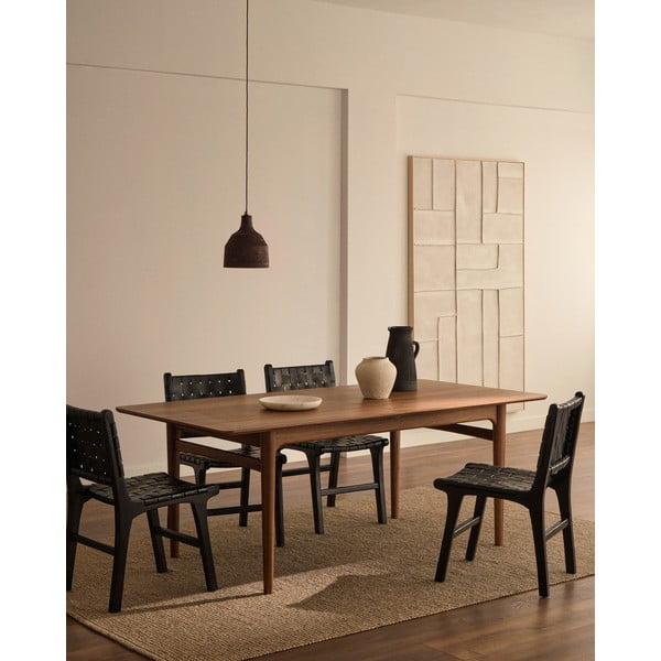 Crna viseća svjetiljka s drvenim sjenilom ø 15 cm Amire – Kave Home-image-1