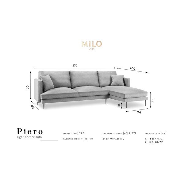 Kutna garnitura bež boje Milo Casa Piero, desni kut-image-2