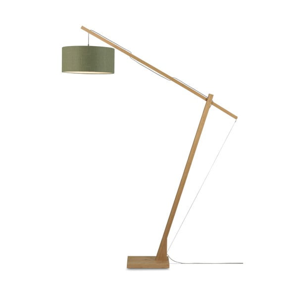 Podna svjetiljka s tamnozelenim sjenilom i Good &amp; Mojo Montblanc konstrukcijom od bambusa