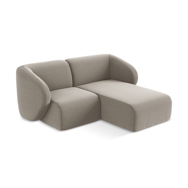 Svjetlo smeđa baršunasti kutna garnitura (s desnim kutom/s ležaljkom) Lani – Makamii-image-2