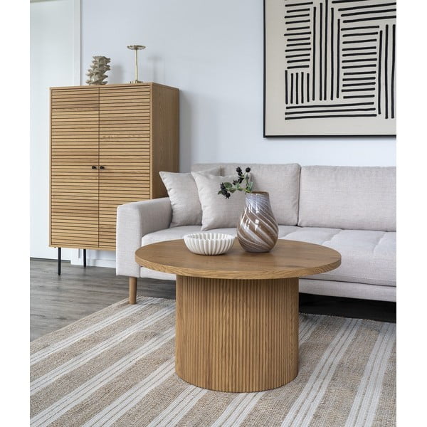 Okrugao stolić za kavu u dekoru topole u prirodnoj boji ø 80 cm Boavista – House Nordic-image-1