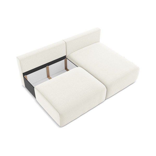 Krem baršunasti sklopiva/s prostorom za odlaganje kutna garnitura (s desnim kutom/s ležaljkom) Kalena – Makamii-image-4