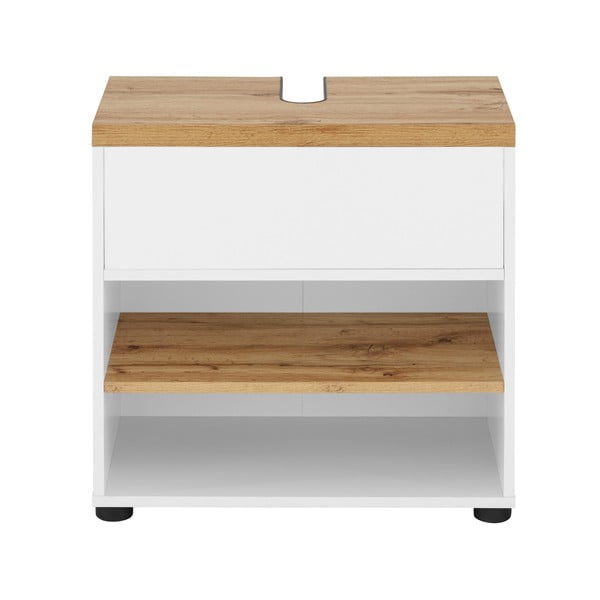 Bijeli ormarić za ispod umivaonika u dekoru hrasta 60x57 cm Thessa – Støraa