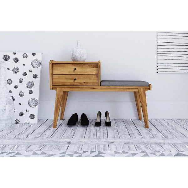 Ladica od hrastovine sa svjetlosivim sjedalom Retro - The Beds-image-2