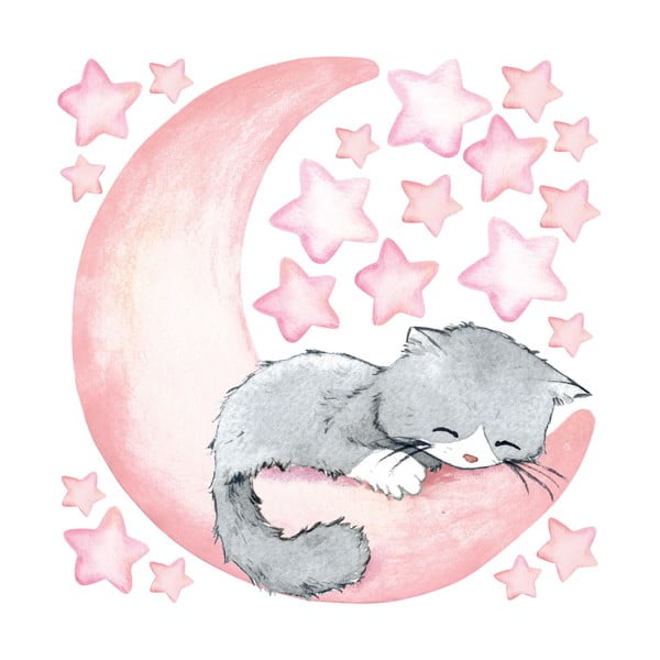 Ružičaste dječje zidne naljepnice Ambiance Magic Cat-image-2