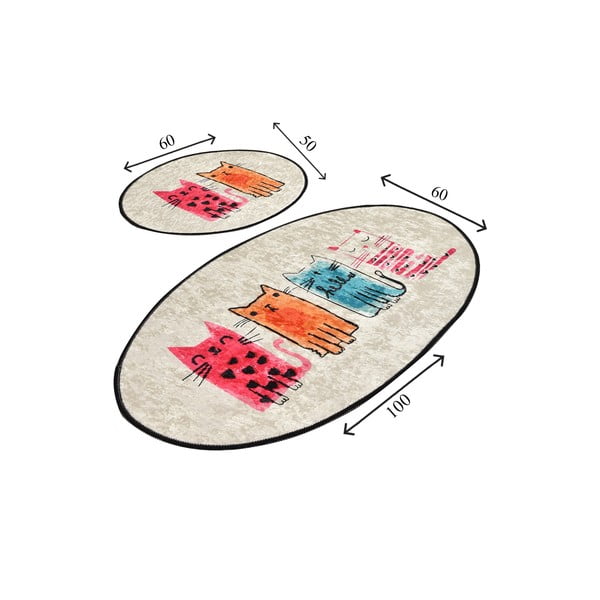 Svjetlo smeđe kupaonske prostirke u setu 2 kom 60x100 cm Baby Cats – Foutastic-image-3