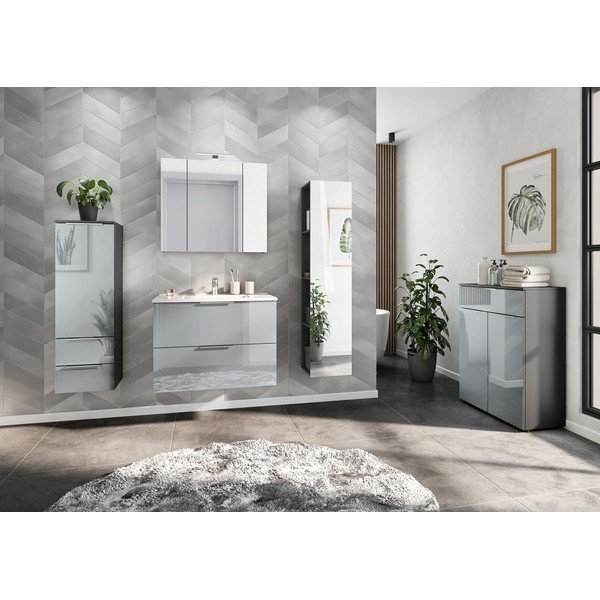 Sivi zidni ormarić s umivaonikom u sjajnom dekoru 81x61 cm Vasio – Germania-image-3
