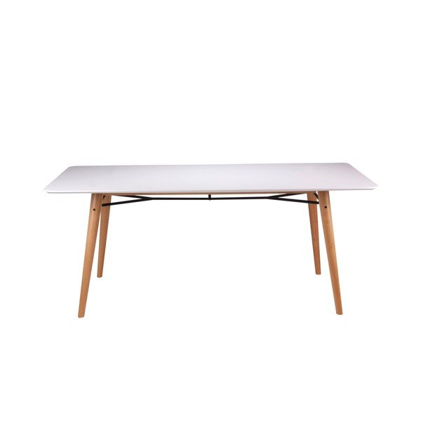 Bijeli stol za blagovanje s nogama od svijetlog drveta sømcasa Irina, 180 x 90 cm-image-1