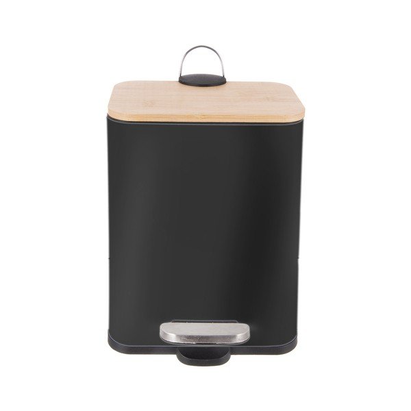Crna kanta za smeće od nehrđajućeg čelika s pedalom 5 l Black – Orion-image-2