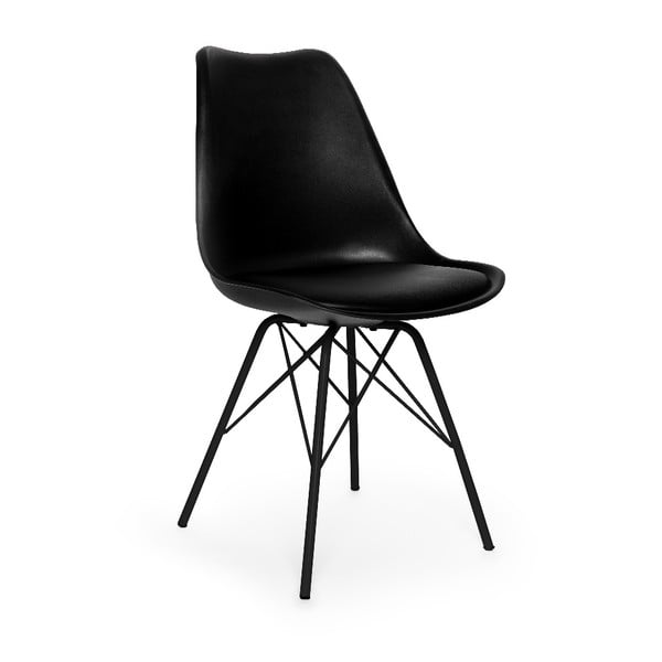 Set od 2 crne stolice s crnim metalnim nogama Bonami EssentialsEco
