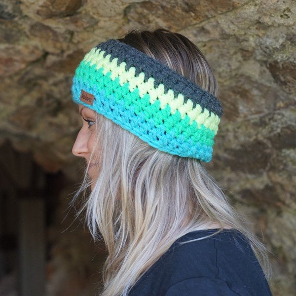 Ručno vezena traka za glavu DOKE Stripes Blue prugama-image-2