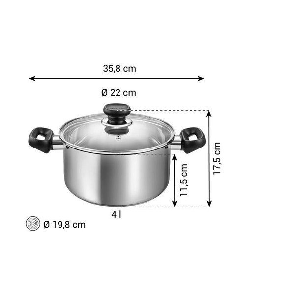 Lonac od nehrđajućeg čelika s poklopcem prikladni za indukcijsko kuhalo 4 l Brava – Tescoma-image-3