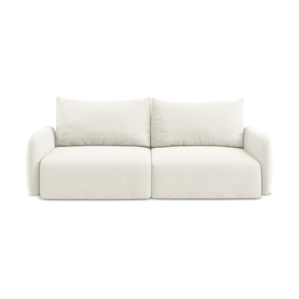 Krem baršunasti sklopiva/s prostorom za odlaganje sofa 238 cm Kalena – Makamii
