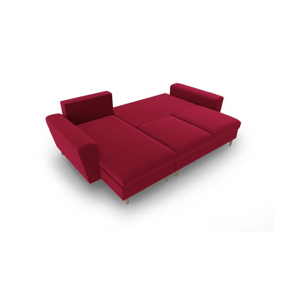 Crvena baršunasti sklopiva/s prostorom za odlaganje kutna garnitura Kyoto – Cosmopolitan Design-image-2