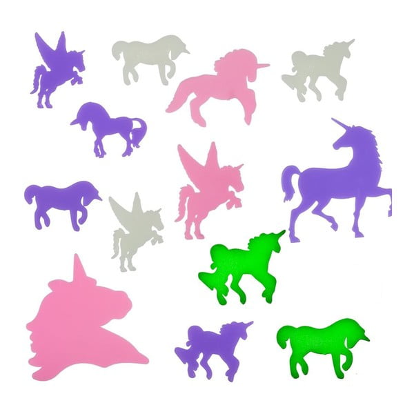 Set od 14 fluorescentnih naljepnica InnovaGoods Unicorns