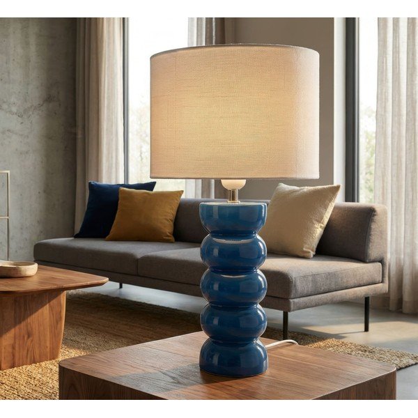Bijela/plava stolna lampa keramička s tekstilnim sjenilom (visina 46 cm) Torr – Mauro Ferretti-image-1
