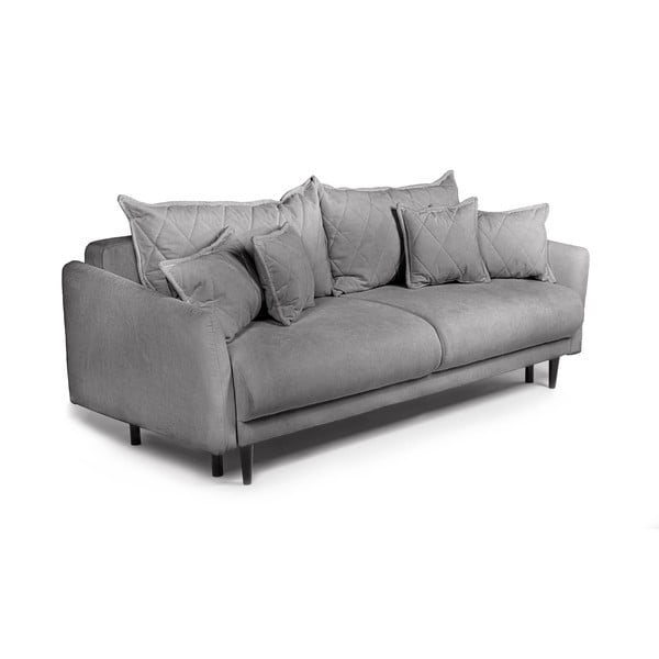 Siva sklopiva/s prostorom za odlaganje sofa od samta 215 cm Bjork – Bonami Selection-image-3