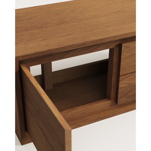 Tamno smeđi zidni ormarić za ispod umivaonika od masivne tikovine 90x40 cm Kenta – Kave Home-image-4