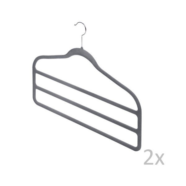 Set od 2 sive vješalice za hlače Domopak Velvet-image-1