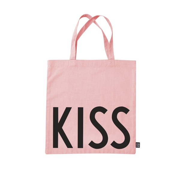Ružičasta platnena torba Design Letters Kiss