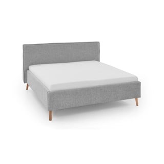 Svijetlo sivi tapecirani bračni krevet s prostorom za pohranu s podnicom 180x200 cm Riva – Meise Möbel