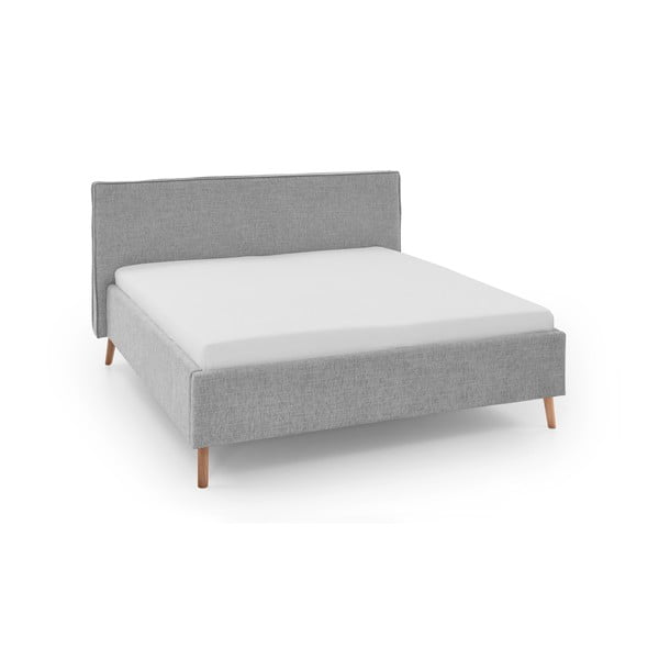 Svijetlo sivi tapecirani bračni krevet s prostorom za pohranu s podnicom 180x200 cm Riva – Meise Möbel
