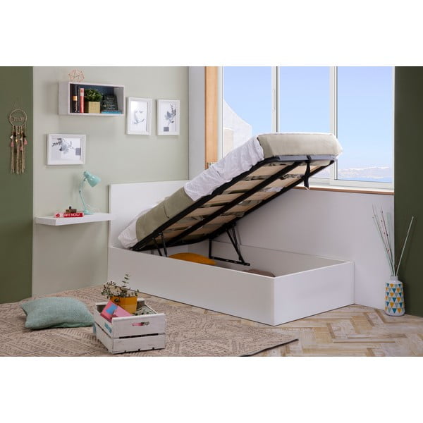 Bijeli krevet s prostorom za odlaganje i podnicom 90x190 cm Kronos - Marckeric-image-1