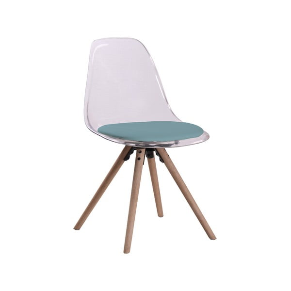 Prozirna stolica za blagovanje sa zelenim sjedalom i bazom od Acton Henning hrasta