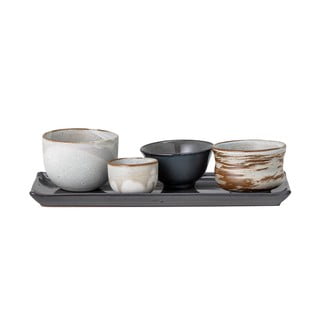 Set od 4 keramičke zdjele a pladnjem za sushi Bloomingville Masami