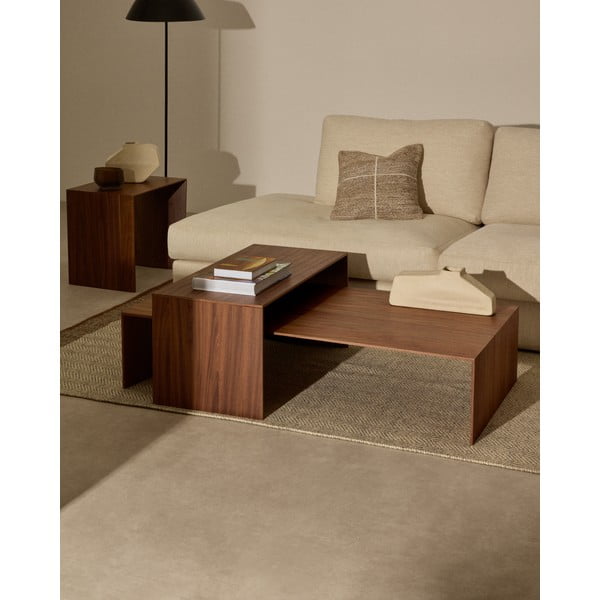 Stolić za kavu u dekoru oraha u tamnoj prirodnoj boji 70x140 cm Litto – Kave Home-image-2