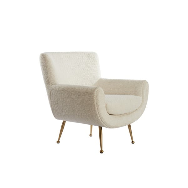 Krem fotelja od bouclé tkanine Vinstra – Light & Living