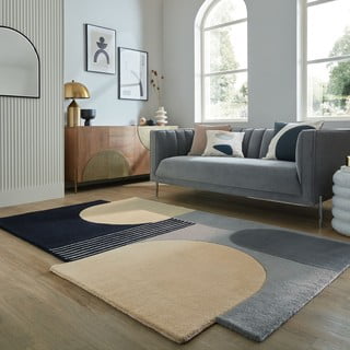 Crni/sivi ručno rađen vunen tepih 150x240 cm Lozenge Monochrome – Flair Rugs