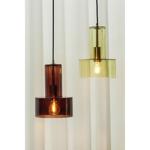 Smeđa viseća svjetiljka s mogućnosti zatamnjivanja sa staklenim sjenilom ø 20 cm Ripple – Hübsch-image-1