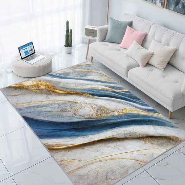 Plavi perivi tepih 80x150 cm Golden Spill – Mila Home-image-1