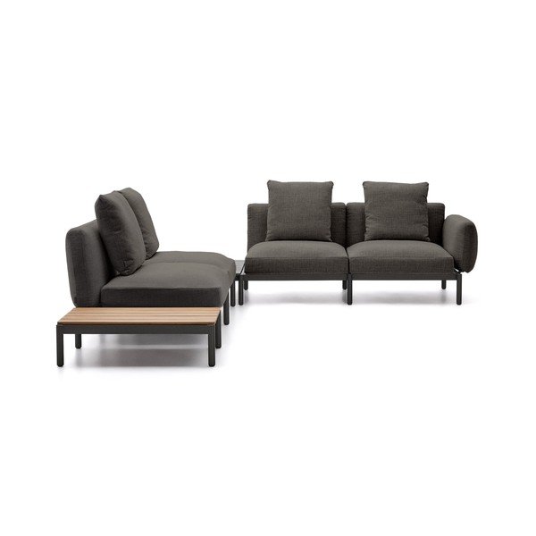 Tamno siva podstavljena vrtna sofa (u obliku slova L) Sorells – Kave Home-image-1