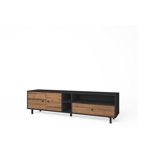 Crni/natur TV stol u dekoru oraha 180x47 cm Roald - Marckeric-image-3