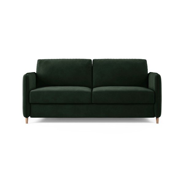 Tamno zelena baršunasti sofa za spavanje 184 cm – Micadoni 