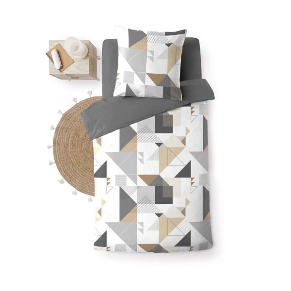 Bijela/siva posteljina za krevet za jednu osobu od mikrovlakana 140x200 cm Trigone – douceur d'intérieur