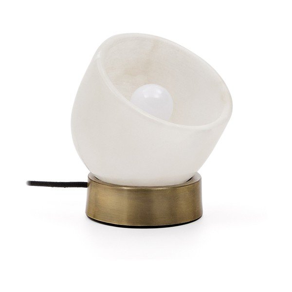 Krem/mjedena stolna lampa (visina 17 cm) Shenli – Kave Home