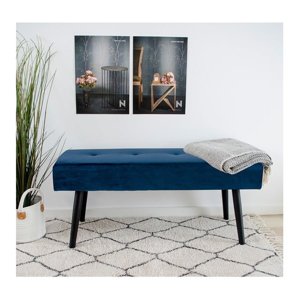 Plava baršunasta klupa Bonami Essentials Skins-image-1