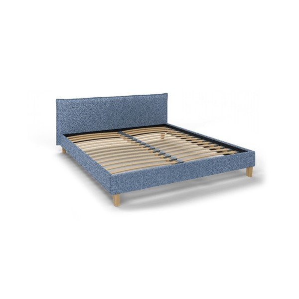 Plavi tapecirani bračni krevet s podnicom 160x200 cm Tina - Ropez