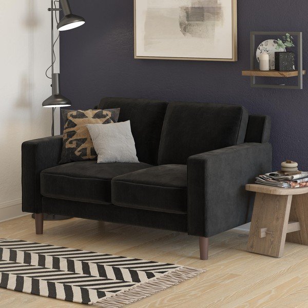 Crna baršunasti sofa 83 cm Brynn – Støraa-image-1