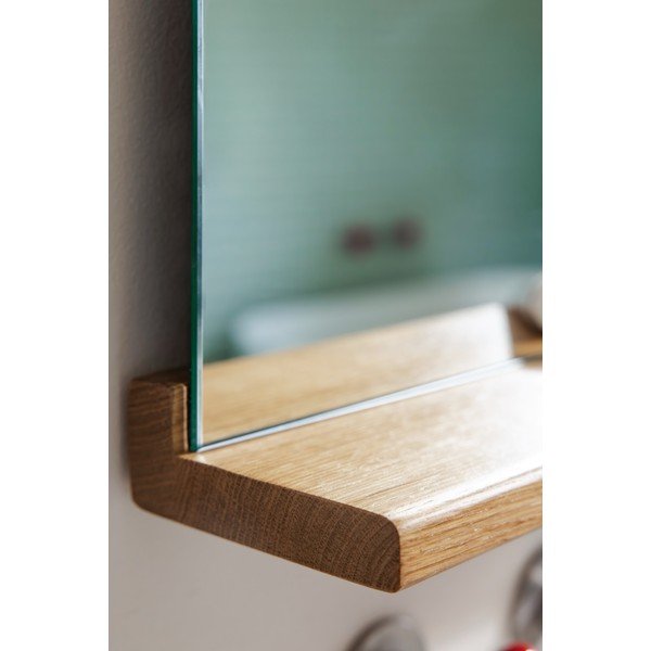 Zidno ogledalo s policom s okvirom od masivnog drveta 50x75 cm Lun – noo.ma-image-4